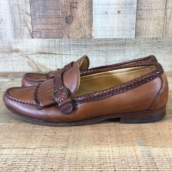 Allen‎ Edmonds Brown Leather Meghan Kiltie Buckle Loafers Men\'s 10.5 C VTG 80s main image 9